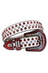 Ceinture dorée avec strass pour homme et femme, Rouge coloré., 44 33-35inch 