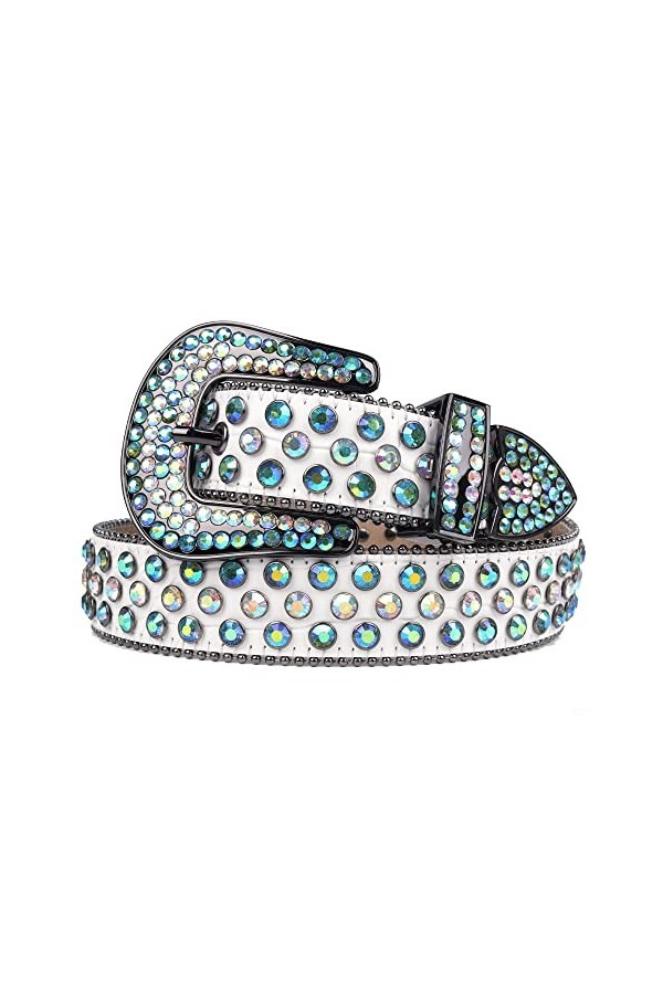 Ceinture en strass ornée de diamants pour homme et femme, noir/rouge, 117 cm