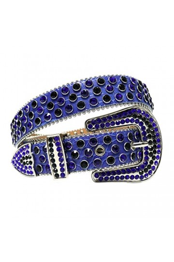 Ceinture en strass avec boucle ardillon pour femme Style occidental décontracté coloré incrusté de diamants, noir foncé, 112