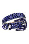 Ceinture en strass avec boucle ardillon pour femme Style occidental décontracté coloré incrusté de diamants, noir foncé, 112