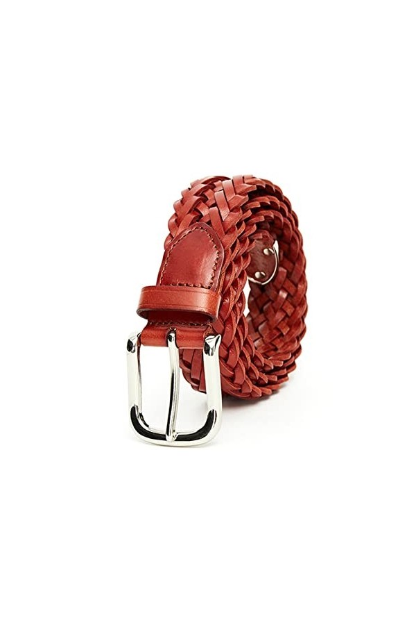 YENEVA Tissage Bleu Ceintures en Cuir Boucle ardillon Accessoires en Peau de Vache for Femmes Largeur 3.5cm Size : 44inch/11