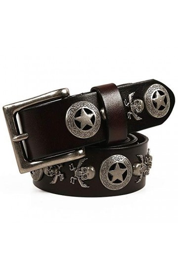 XY-man’s belt Confortable Rivet Ceinture Femme première Couche Ceinture en Cuir Unisexe Jeans décoration Ajustable Couleur :