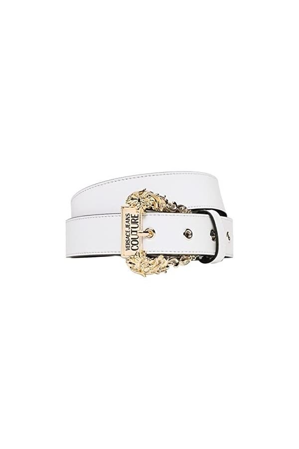 Versace JEANS COUTURE Ceinture blanche pour femme avec boucle baroque logo 95 , Blanc