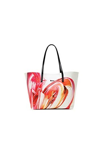 Desigual PU Shopping Bag, Handbag Femme, Blanc, Taille Unique