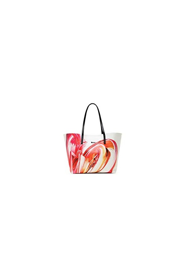 Desigual PU Shopping Bag, Handbag Femme, Blanc, Taille Unique