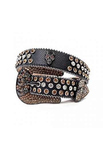 ONTENY Ceintures Strass Cloutés Crâne Lether Ceintures for Femmes Designer De Luxe Marque Sangle for Jeans Fournisseurs Size