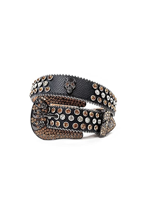 ONTENY Ceintures Strass Cloutés Crâne Lether Ceintures for Femmes Designer De Luxe Marque Sangle for Jeans Fournisseurs Size