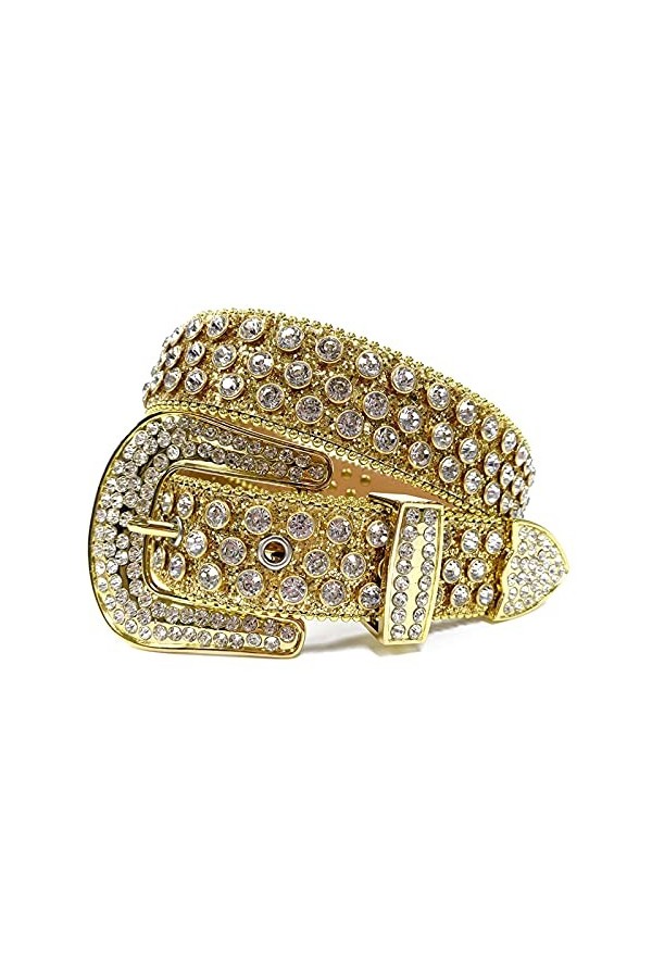 Qqiao Store Bande de Luxe de Haute qualité Hommes Femmes Strass Ceinture Western Cowgirl Cowboy Bling Bling Crystal Boucle Bo