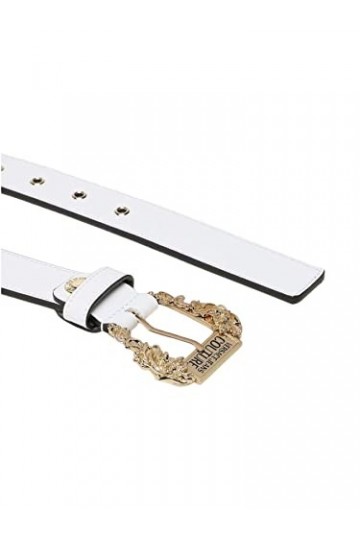 Versace JEANS COUTURE Ceinture blanche pour femme avec boucle baroque logo 90 , Blanc, 90 cm
