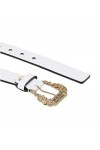 Versace JEANS COUTURE Ceinture blanche pour femme avec boucle baroque logo 90 , Blanc, 90 cm