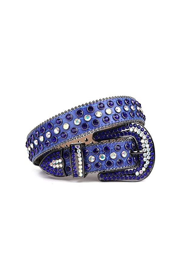Ceinture en strass occidentaux pour femmes, bracelet en diamant de luxe, boucle large, rivet, tout noir, 112