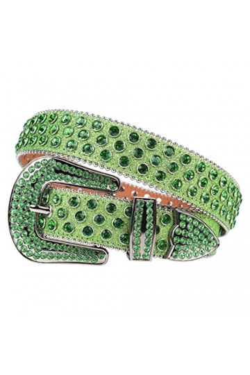 Sanykongy Western Cowgirl Cowboy Strass Ceinture Bling Luxe Sangle Hommes Femmes Diamant clouté Ceintures Colorful Silver 44 