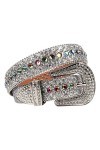 Sanykongy Western Cowgirl Cowboy strass ceinture Bling luxe sangle hommes femmes diamant clouté ceintures Colorful Silver 48 