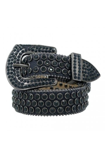 Ceinture à rivets en métal unisexe punk jeans ceintures casual bling rock avec boucle ardillon ceinture, Noir , 130 cm