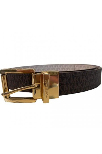 Michael Kors Womens Twist Reversible Gold Tone Buckle Vanilla /Brown Belt, Medium