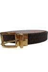 Michael Kors Womens Twist Reversible Gold Tone Buckle Vanilla /Brown Belt, Medium