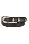 Avnet Ceinture Femme Western En Cuir Gras Véritable 30mm Boucle Or Et Argent, Marron 80