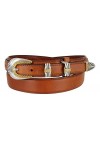 Avnet Ceinture Femme Western En Cuir Gras Véritable 30mm Boucle Or Et Argent, Marron 80