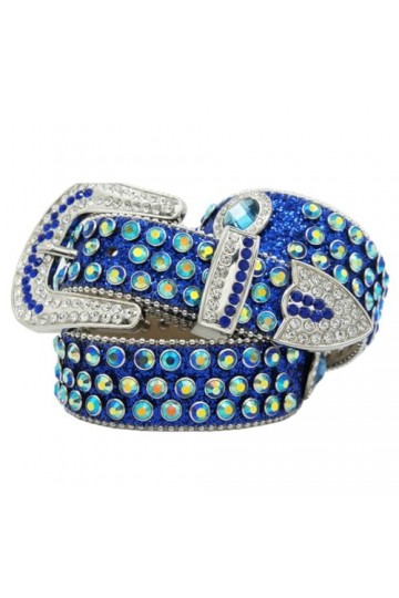 Pulcykp Jean Pantalon Mode Homme Strass Ceintures Designer Ceinture Cuir Vache Couche Peau Sangle, bleu, L-125cm