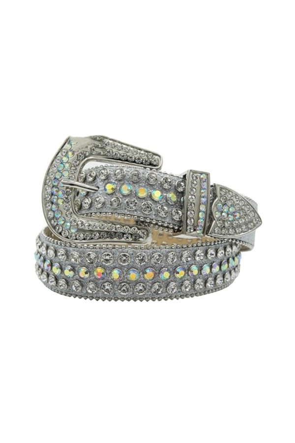 Pulcykp Ceinture unisexe en cuir de vachette avec strass, N° 3, XL-130cm