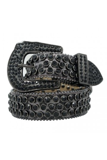 Pulcykp Ceinture classique unisexe en cuir avec strass style western rétro pour homme et femme, 1, 4XL-145cm