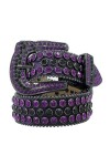 Pulcykp Boucle Jeans Ceinture Décorative Alliage Designer Strass Ceintures Pin Bracelet Cuir, violet, 115 cm