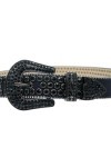 Ceinture à rivets en métal unisexe punk jeans ceintures casual bling rock avec boucle ardillon ceinture, Noir , 120 cm