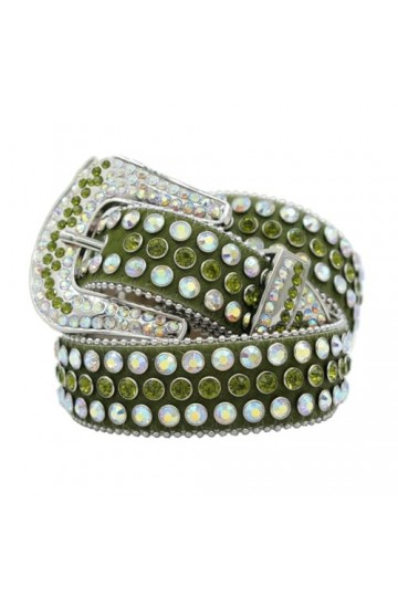 Pulcykp Ceinture punk en cuir avec strass pour robe jeans, Army En8, XS-110cm