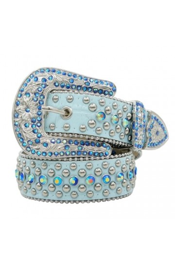 Pulcykp Ceinture western cowboy en cuir avec strass pour homme, 1, 110cm - XS