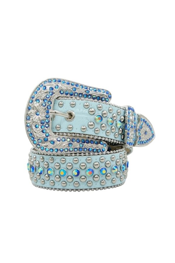 Pulcykp Ceinture western cowboy en cuir avec strass pour homme, 1, 110cm - XS