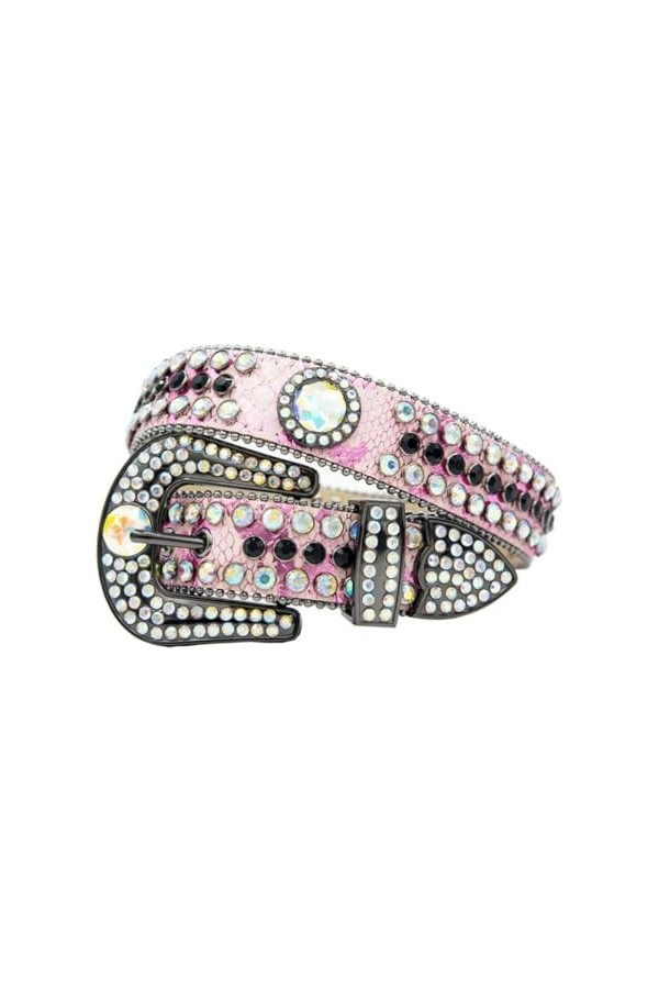 Pulcykp Ceinture de jeans tendance Bling Bling Designer Strass Ceinture en cuir, N°2, 130cm - XL