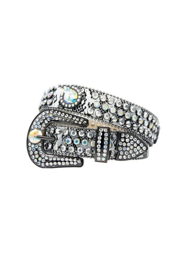 Pulcykp Ceinture de jeans tendance Bling Bling Designer Strass Ceinture en cuir, N°2, 130cm - XL