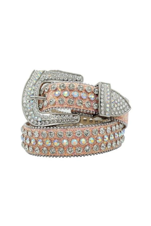 Pulcykp Ceintures unisexes en cuir Western pour homme Ceintures larges Ceinture en strass pour femme, bleu, S-115cm