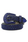 Boucle punk rock cloutée en cristal ceinture western avec rivets disco strass, Noir , S-115cm