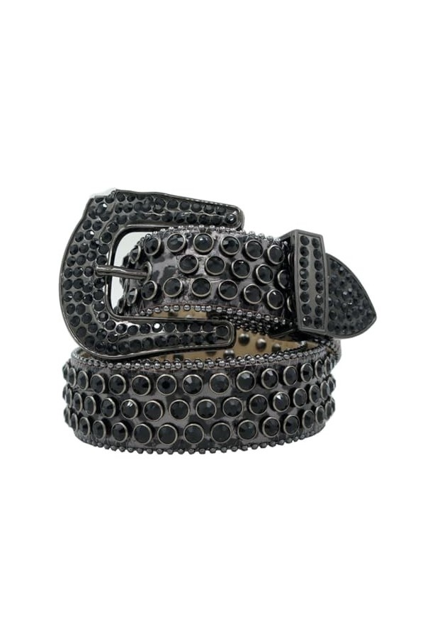 Pulcykp Ceinture classique unisexe en cuir avec strass style western rétro pour homme et femme, 1, XS-110cm