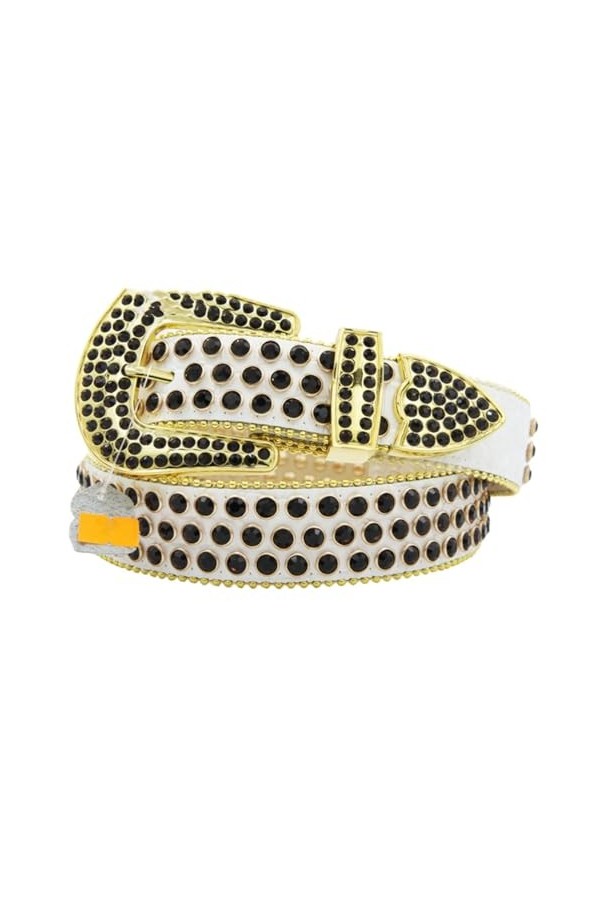 Pulcykp Ceinture occidentale en cuir avec strass cloutés pour femmes et hommes, N° 5, 110cm - XS