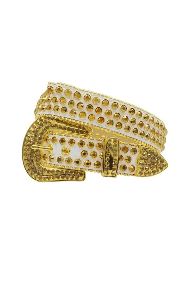 Punk Rock Strass Designer Sangle Western Cowboy Bling Cristal clouté Jeans Ceinture, 2, 2XL-135cm