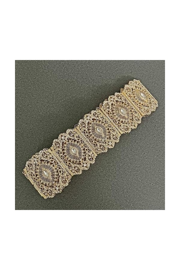 Ceintures de grande taille pleine cristal plaqué or bijoux de mariage chaîne ethnique robe de mariée en métal ceinture-couleu