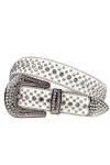 Ceinture en perles blanches pour femmes hommes strass ceinture boucle en cuir avec ceinture diamant femme jeans