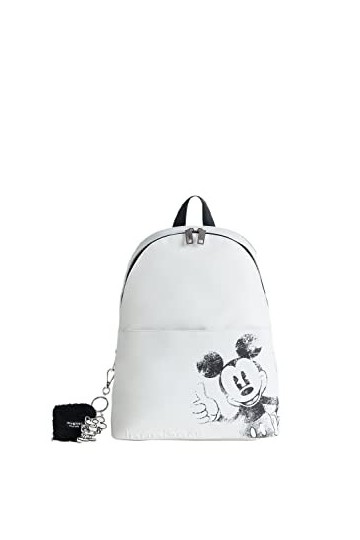Desigual Back_Mickey Mombasa, Sac à Dos Medium Femme, Blanc, Taille Unique