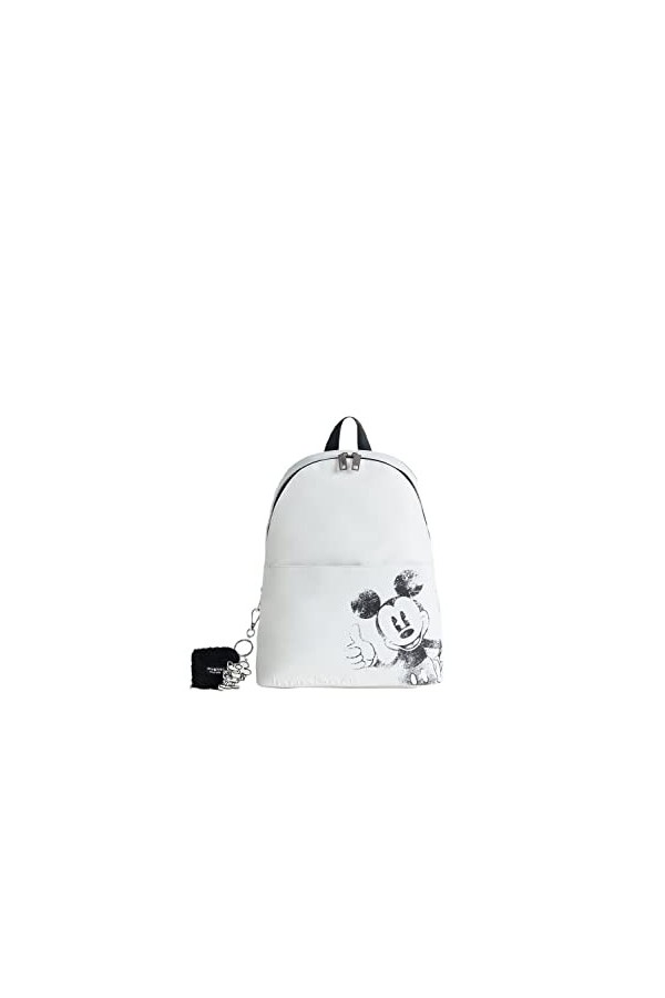 Desigual Back_Mickey Mombasa, Sac à Dos Medium Femme, Blanc, Taille Unique
