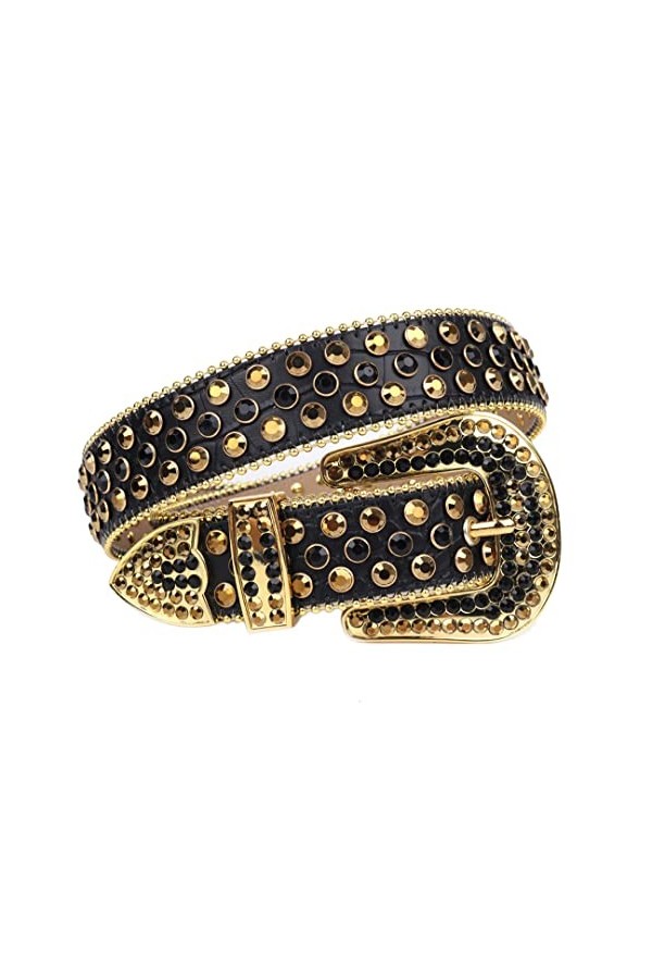 Ceinture à strass tendance avec strass cloutés pour femme et homme