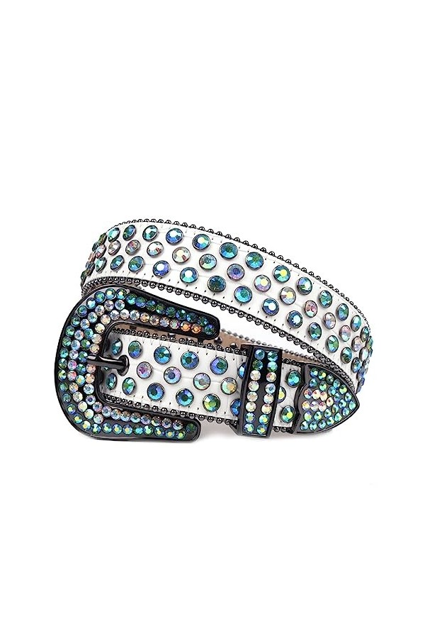 Ceinture à strass tendance avec strass cloutés pour femme et homme