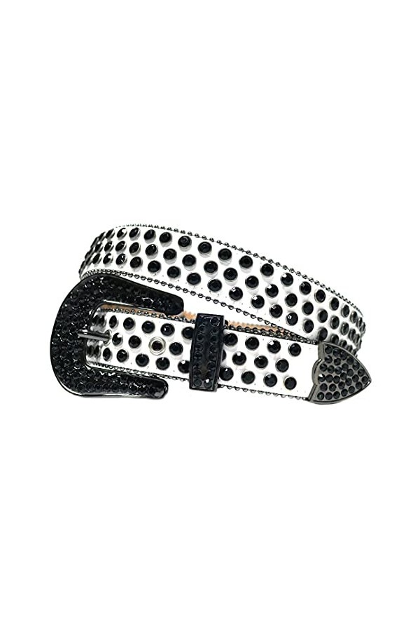 Ceinture à strass en cuir clouté pour femme