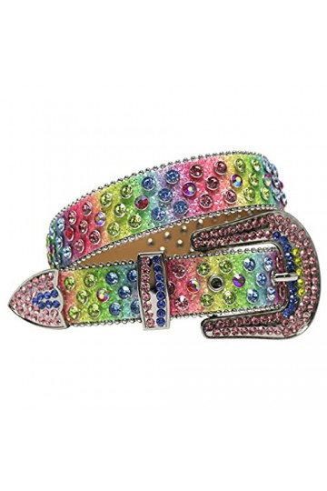 Ceinture à perles pour homme et femme - Sangle vintage - Large boucle - Strass - Ceintures de cowgirl