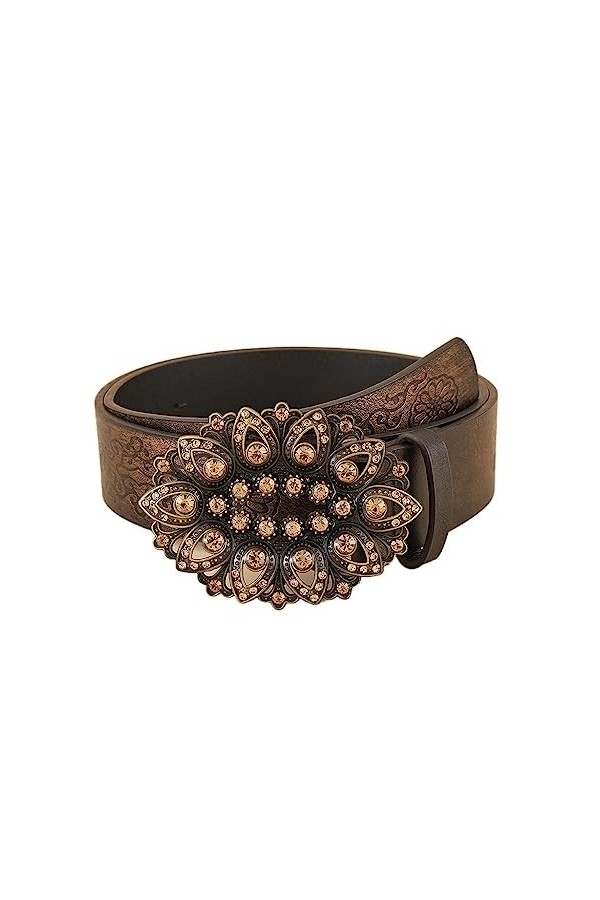 JJZXD Ceinture décorative Polyvalente personnalisée de Style Ethnique en Relief sculpté en Strass Vintage