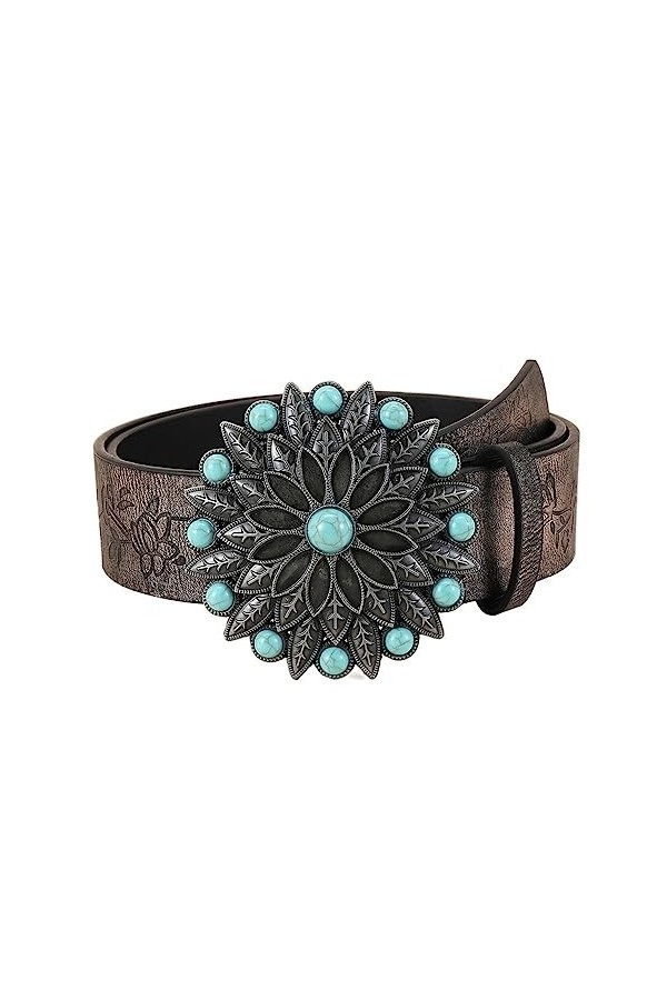 JJZXD Ceinture Femmes Vintage Gravure Imprimer Personnalité Versatile Fashion Ceinture Décorative