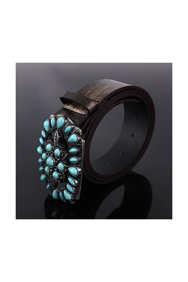 JJZXD Ceinture à Boucle Circulaire de Style Ethnique à la Mode avec Ceinture décorative Polyvalente personnalisée de Style Et