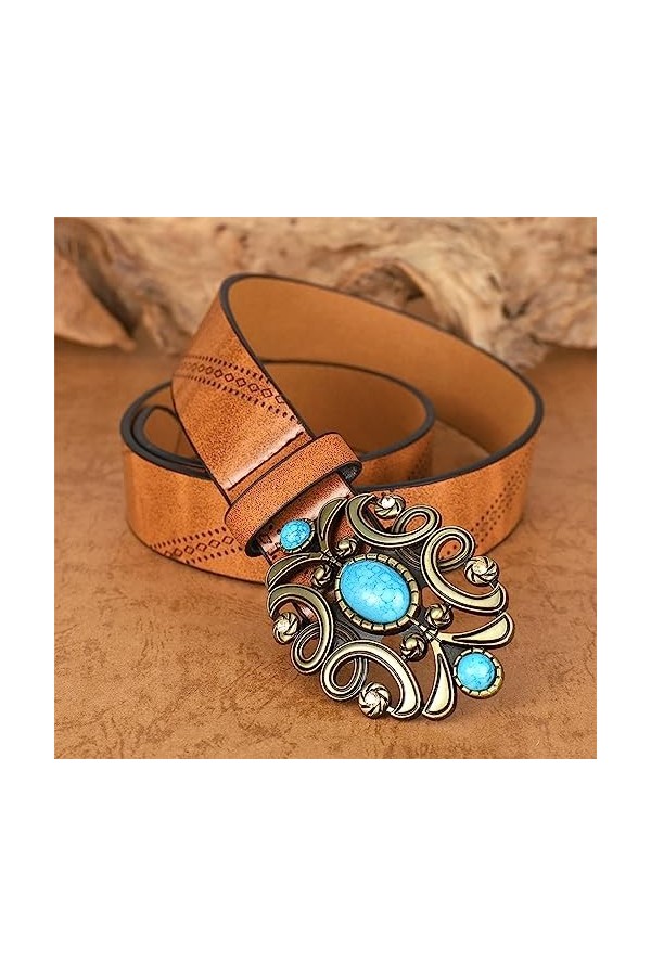 JJZXD Accessoires de vêtements personnalisés Ceinture for Femme Bohème Ins Ceinture de Mode rétro avec Boucle Lisse