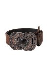 JJZXD Ceinture en PU Sexy de Style Ethnique imprimé de Perles de Bois polyvalentes rétro en Alliage à la Mode